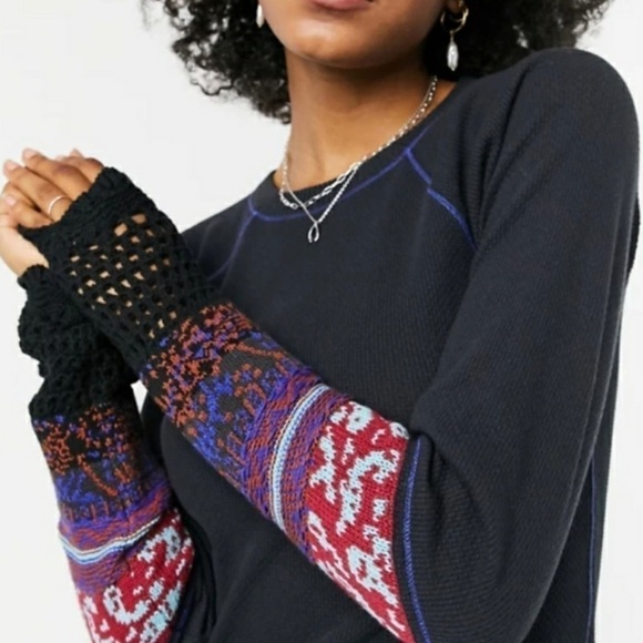Free‎ People In the Mix Thermal Cuff Long Sleeve Top - Picture 1 of 9